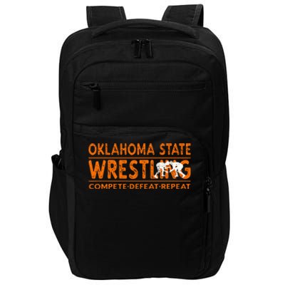 Oklahoma State Wrestling  Compete Defeat Repeat  Impact Tech Backpack