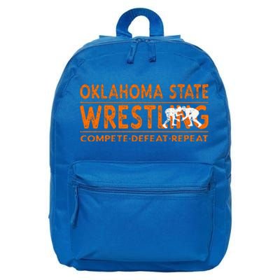 Oklahoma State Wrestling  Compete Defeat Repeat  16 in Basic Backpack