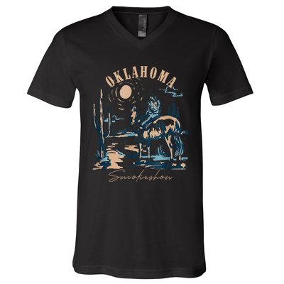 Oklahoma Smokeshow Western Oklahoma Smokeshow Cowboy Rodeo V-Neck T-Shirt