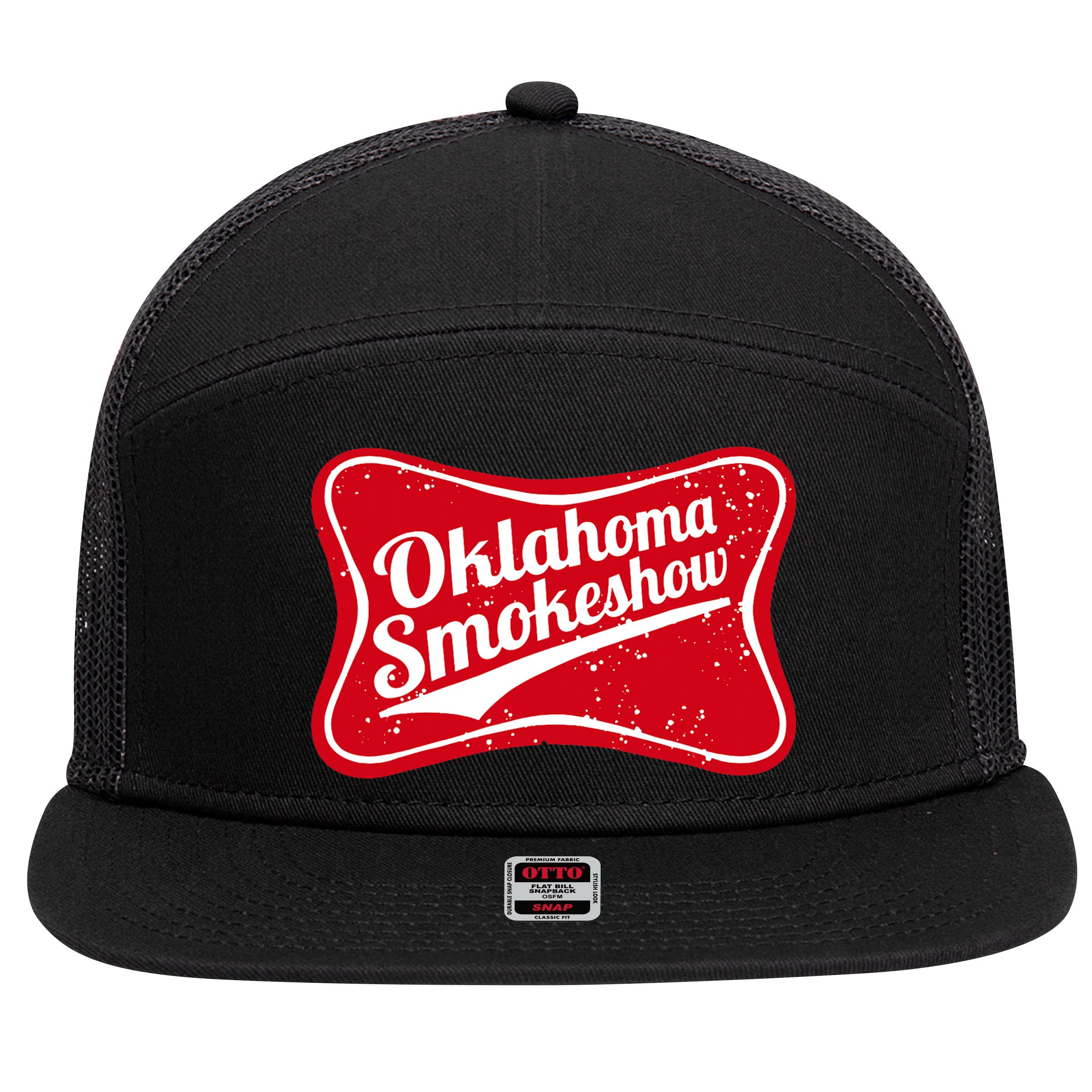 Oklahoma Smokeshow Western Country Music Cowboy 7 Panel Mesh Trucker Snapback Hat