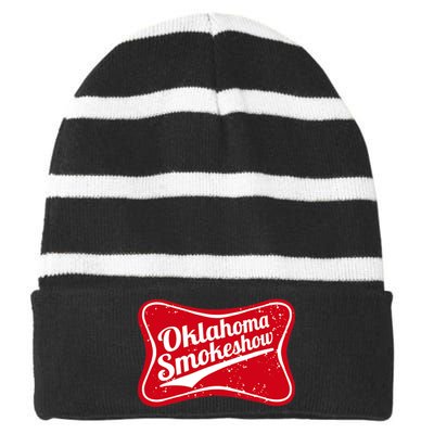 Oklahoma Smokeshow Western Country Music Cowboy Striped Beanie with Solid Band