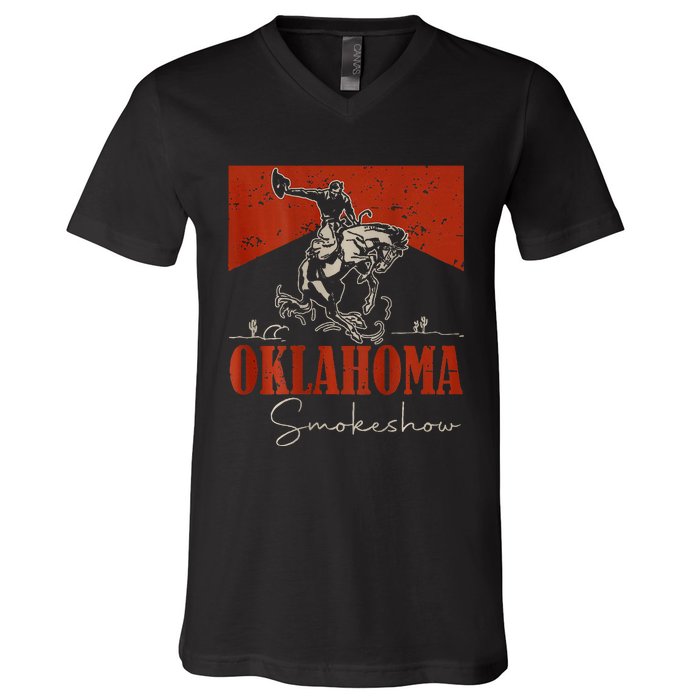 Oklahoma Smokeshow Western Rodeo V-Neck T-Shirt