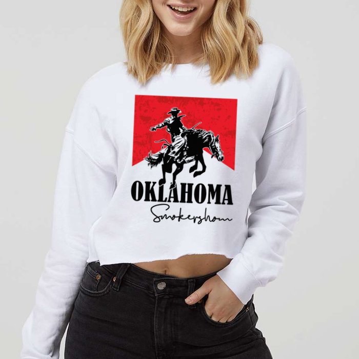 Oklahoma Smokeshow Western Country Cropped Pullover Crew