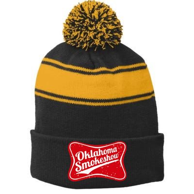 Oklahoma Smokeshow Western Country Music Stripe Pom Pom Beanie