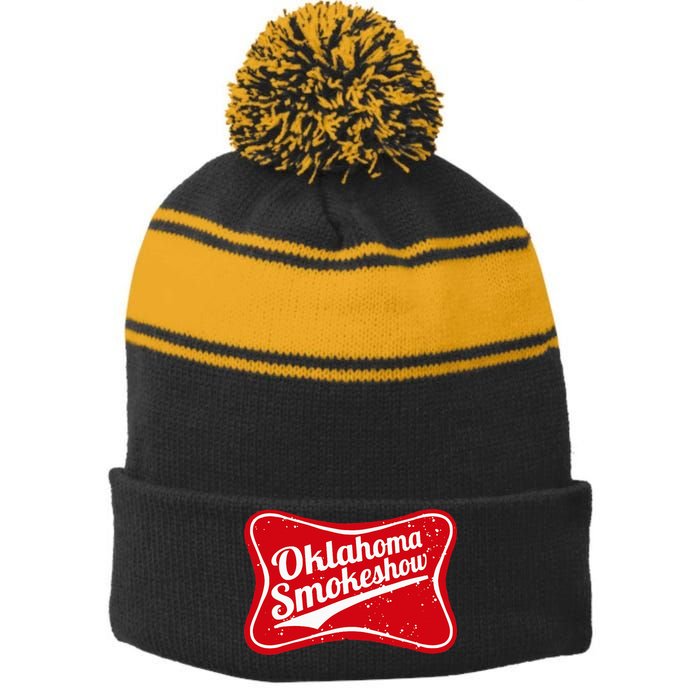 Oklahoma Smokeshow Western Country Music Stripe Pom Pom Beanie