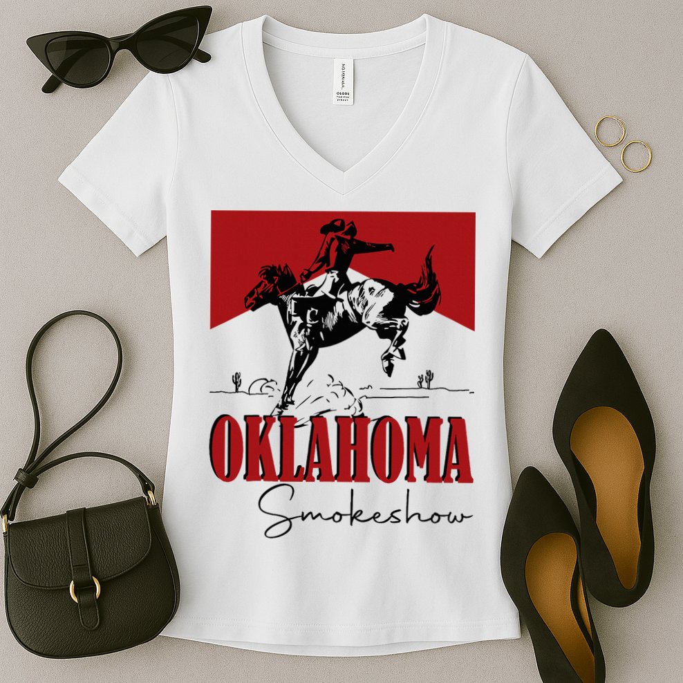Oklahoma Smokeshow Western Oklahoma Smokeshow Cowboy Women's V-Neck T-Shirt