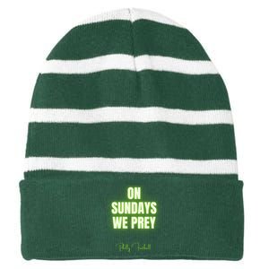 On Sundays We Prey Striped Beanie with Solid Band