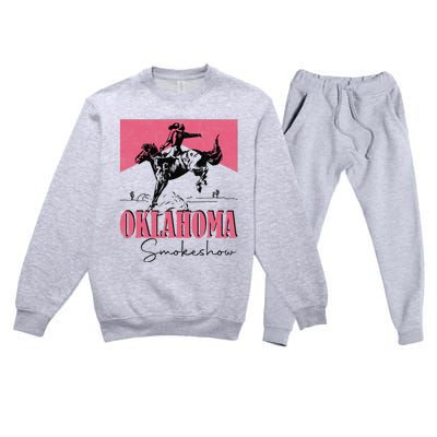 Oklahoma Smokeshow Western Oklahoma Smokeshow Cowboy Rodeo Premium Crewneck Sweatsuit Set