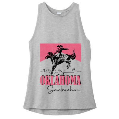 Oklahoma Smokeshow Western Oklahoma Smokeshow Cowboy Rodeo Ladies PosiCharge Tri-Blend Wicking Tank