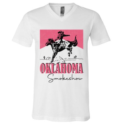 Oklahoma Smokeshow Western Oklahoma Smokeshow Cowboy Rodeo V-Neck T-Shirt
