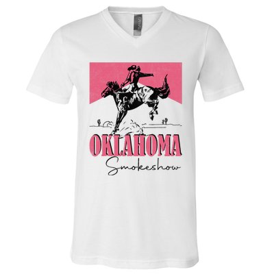 Oklahoma Smokeshow Western Oklahoma Smokeshow Cowboy Rodeo V-Neck T-Shirt