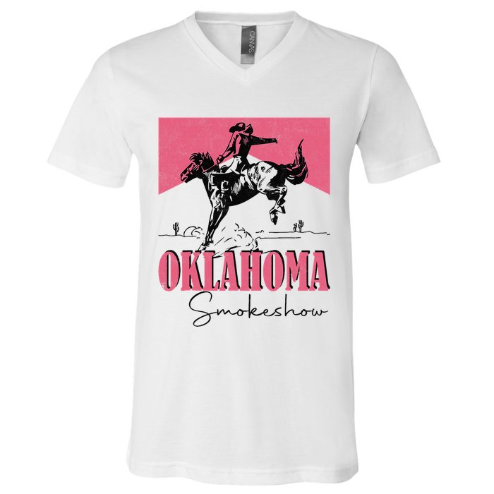 Oklahoma Smokeshow Western Oklahoma Smokeshow Cowboy Rodeo V-Neck T-Shirt
