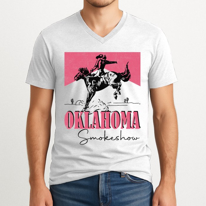 Oklahoma Smokeshow Western Oklahoma Smokeshow Cowboy Rodeo V-Neck T-Shirt