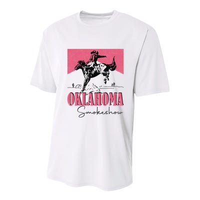 Oklahoma Smokeshow Western Oklahoma Smokeshow Cowboy Rodeo Youth Performance Sprint T-Shirt