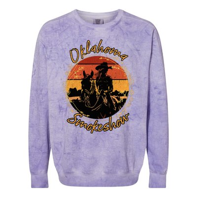 Oklahoma Smokeshow Western Riding Horses Cow Colorblast Crewneck Sweatshirt