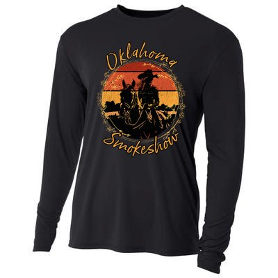 Oklahoma Smokeshow Western Riding Horses Cow Cooling Performance Long Sleeve Crew