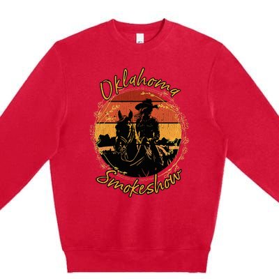 Oklahoma Smokeshow Western Riding Horses Cow Premium Crewneck Sweatshirt