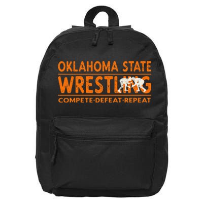 O.K.L.A.H.O.M.A State Wrestling Compete Defeat Repeat 16 in Basic Backpack