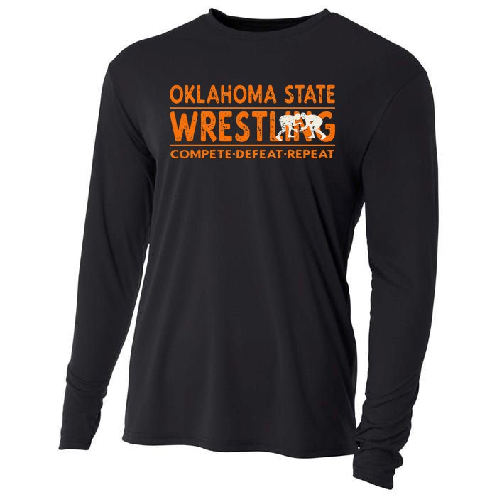 O.K.L.A.H.O.M.A State Wrestling Compete Defeat Repeat Cooling Performance Long Sleeve Crew