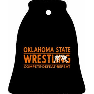 O.K.L.A.H.O.M.A State Wrestling Compete Defeat Repeat Ceramic Bell Ornament