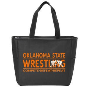 O.K.L.A.H.O.M.A State Wrestling Compete Defeat Repeat Zip Tote Bag