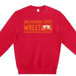 O.K.L.A.H.O.M.A State Wrestling Compete Defeat Repeat Premium Crewneck Sweatshirt