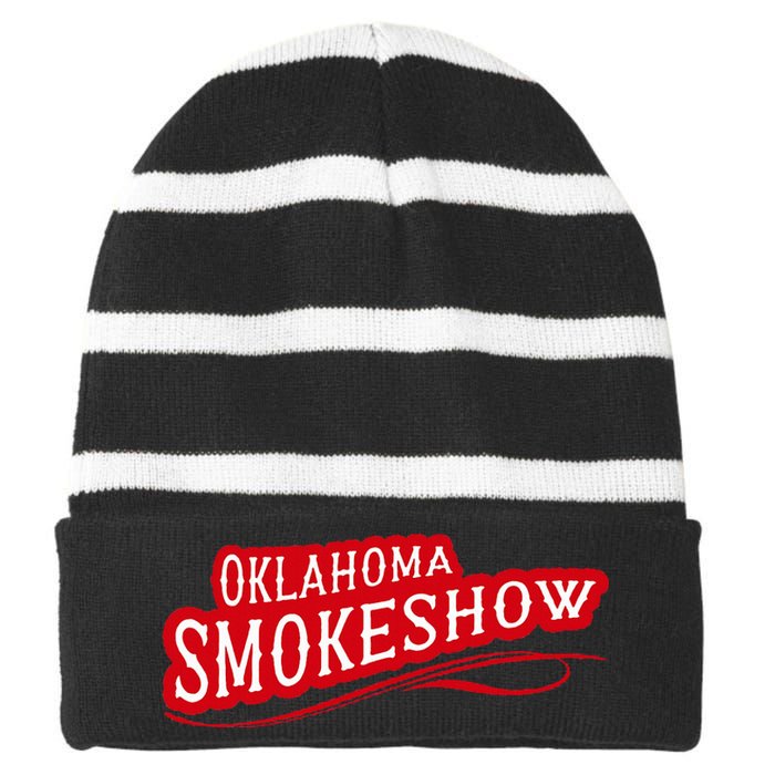 Oklahoma Smokeshow Western Country Music Cow Striped Beanie with Solid Band