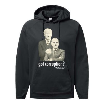 On Straka Wearing Got Corruption Walkaway Joe And Hunter Biden Performance Fleece Hoodie