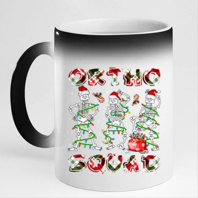 Ortho Squad Xmas Nurse Three Santa Skeletons Funny Dancing Gift 11oz Black Color Changing Mug