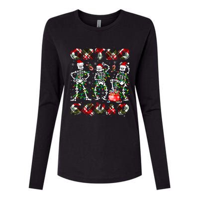 Ortho Squad Xmas Nurse Three Santa Skeletons Funny Dancing Gift Womens Cotton Relaxed Long Sleeve T-Shirt