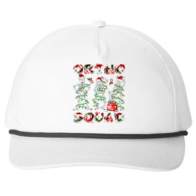 Ortho Squad Xmas Nurse Three Santa Skeletons Funny Dancing Gift Snapback Five-Panel Rope Hat