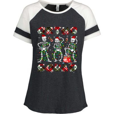 Ortho Squad Xmas Nurse Three Santa Skeletons Funny Dancing Gift Enza Ladies Jersey Colorblock Tee