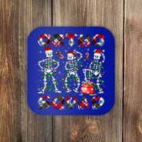 Ortho Squad Xmas Nurse Three Santa Skeletons Funny Dancing Gift Coaster