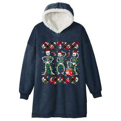 Ortho Squad Xmas Nurse Three Santa Skeletons Funny Dancing Gift Hooded Wearable Blanket