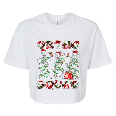 Ortho Squad Xmas Nurse Three Santa Skeletons Funny Dancing Gift Bella+Canvas Jersey Crop Tee