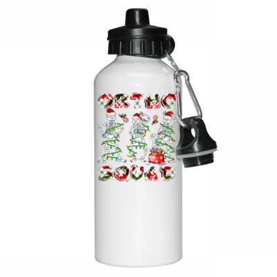 Ortho Squad Xmas Nurse Three Santa Skeletons Funny Dancing Gift Aluminum Water Bottle