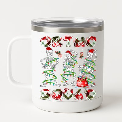 Ortho Squad Xmas Nurse Three Santa Skeletons Funny Dancing Gift 12 oz Stainless Steel Tumbler Cup