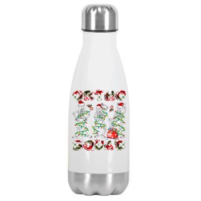 Ortho Squad Xmas Nurse Three Santa Skeletons Funny Dancing Gift Stainless Steel Insulated Water Bottle