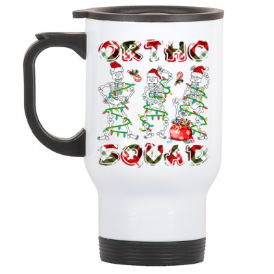 Ortho Squad Xmas Nurse Three Santa Skeletons Funny Dancing Gift Stainless Steel Travel Mug