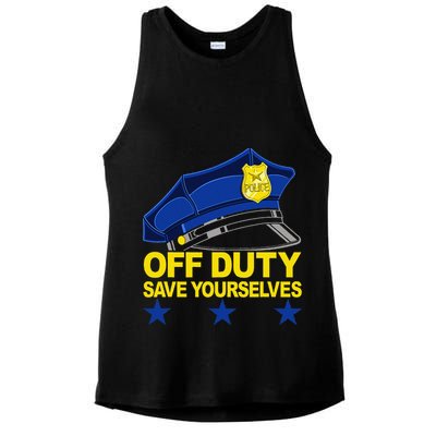 Offduty Save Yourselves Funny Police Officer Cop Ladies PosiCharge Tri-Blend Wicking Tank