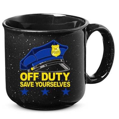 Offduty Save Yourselves Funny Police Officer Cop 15oz Campfire Ceramic Mug