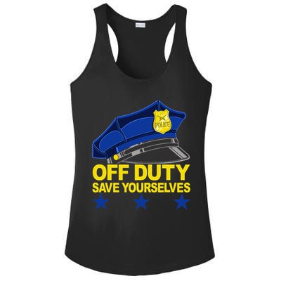 Offduty Save Yourselves Funny Police Officer Cop Ladies PosiCharge Competitor Racerback Tank