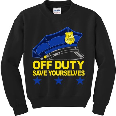 Offduty Save Yourselves Funny Police Officer Cop Kids Sweatshirt