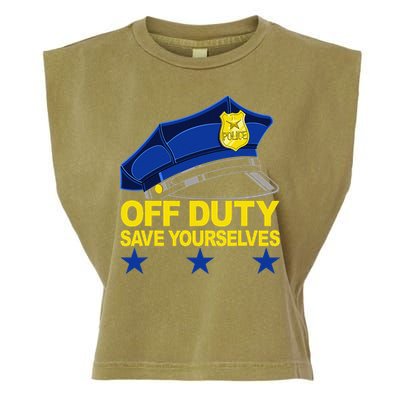 Offduty Save Yourselves Funny Police Officer Cop Garment-Dyed Women's Muscle Tee