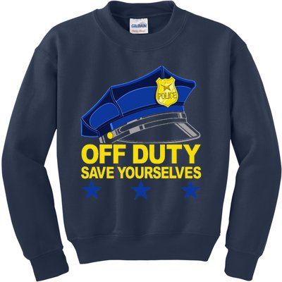 Offduty Save Yourselves Funny Police Officer Cop Kids Sweatshirt