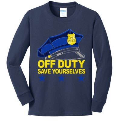 Offduty Save Yourselves Funny Police Officer Cop Kids Long Sleeve Shirt