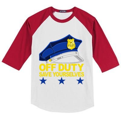 Offduty Save Yourselves Funny Police Officer Cop Kids Colorblock Raglan Jersey