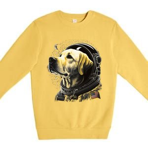 Outer Space Yellow Galaxy Astronaut Labrador Retriever Cute Gift Premium Crewneck Sweatshirt