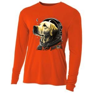 Outer Space Yellow Galaxy Astronaut Labrador Retriever Cute Gift Cooling Performance Long Sleeve Crew