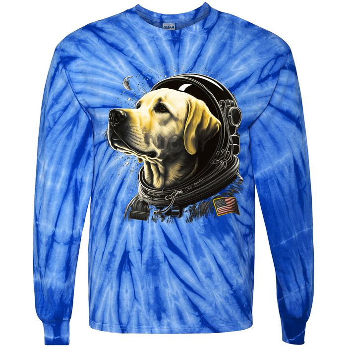 Outer Space Yellow Galaxy Astronaut Labrador Retriever Cute Gift Tie-Dye Long Sleeve Shirt